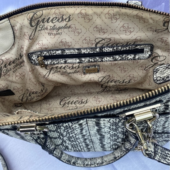 Guess Lakeshore Collection Handbag  Python Texture Beige and Black - Picture 12 of 14
